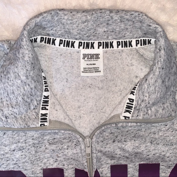 pink : victoria's secret grey quarter zip (M) - Picture 4 of 4
